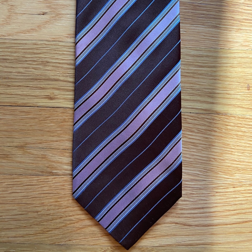 Ermenegildo Zegna Men’s Tie Brown Pink Striped
